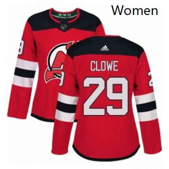 Womens Adidas New Jersey Devils 29 Ryane Clowe Authentic Red Home NHL Jersey
